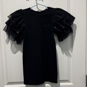Givenchy Black Kids Casual Dress with Ruffled Sleeves